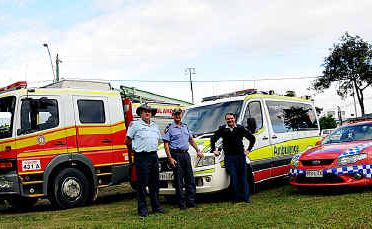 Gympie District Traffic Branch Sergeant Peter Webster, Gympie Fire and Rescue station officer Bob Von Nida and officer in charge of Gympie Ambulance Wayne Sachs support Fatality Free Friday. Gympie District Traffic Branch Sergeant Peter Webster, Gympie Fire and Rescue station officer Bob Von Nida and officer in charge of Gympie Ambulance Wayne Sachs support Fatality Free Friday.